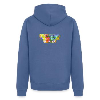 Liftening Theme Inspirierende Typografie - Unisex Premium Bio Zip Hoodie - Taubenblau - Hinten - Nico (187cm)