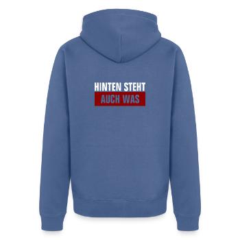Hinten Steht Auch Was - Unisex Premium Bio Zip Hoodie - Taubenblau - Hinten - Nico (187cm)