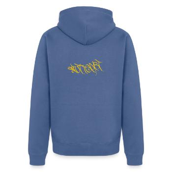 Le T-shirt ultime de Stuttgart - Veste à capuche bio Premium Unisexe - bleu pigeon - Dos - Nico (187cm)