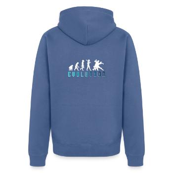 Walzer Paartanz - Unisex Premium Bio Zip Hoodie - Taubenblau - Hinten - Nico (187cm)