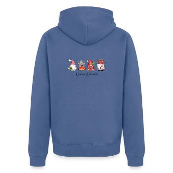 Vier Festliche Weihnachtswichtel - Unisex Premium Bio Zip Hoodie - Taubenblau - Hinten - Nico (187cm)