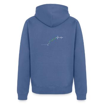 TrendPulse Rallye-Diagramm - Unisex Premium Bio Zip Hoodie - Taubenblau - Hinten - Nico (187cm)