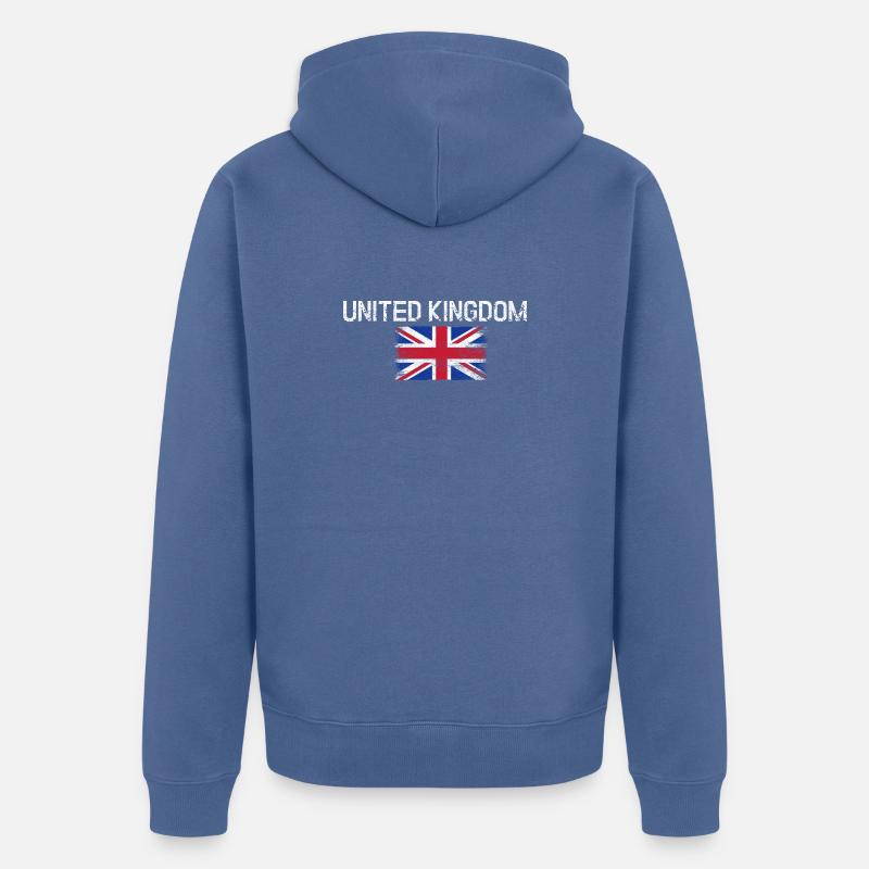 Impression du drapeau vieilli du Royaume-Uni - Veste à capuche bio Premium Unisexe - bleu pigeon