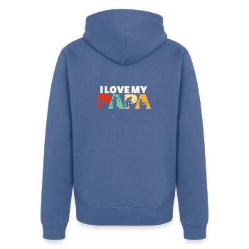 Ich liebe die Silhouetten-Kunst meines Papa Angelanglers - Unisex Premium Bio Zip Hoodie - Taubenblau - Hinten - Nico (187cm)