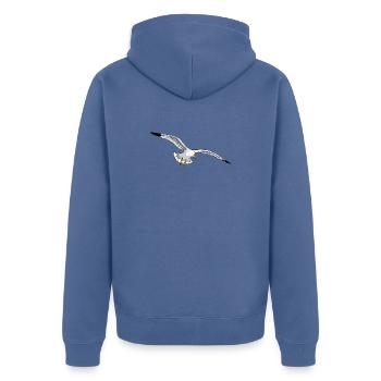 fliegende moewe urlaub fliegen - Unisex Premium Bio Zip Hoodie - Taubenblau - Hinten - Nico (187cm)