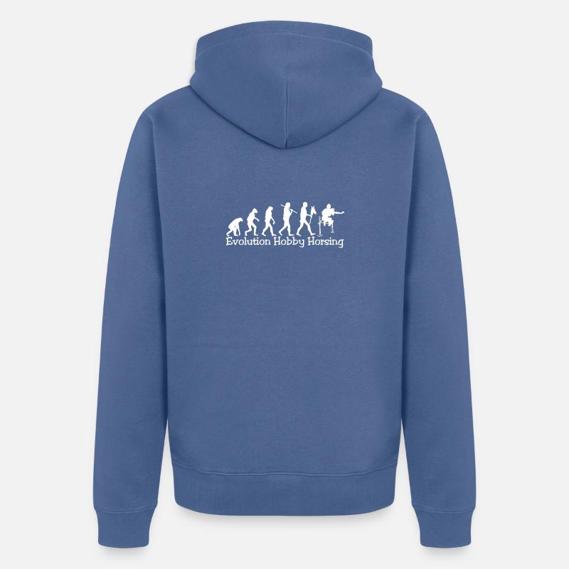 Evolution Hobby Horsing (blanc) - Veste à capuche bio Premium Unisexe - bleu pigeon
