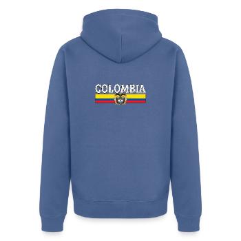 Colombian Flag Colombia Seal - Unisex Premium Organic Zip Hoodie - stone blue - Back - Nico (187cm)