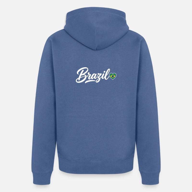 Scénario brésilien avec drapeau amoureux - Veste à capuche bio Premium Unisexe - bleu pigeon