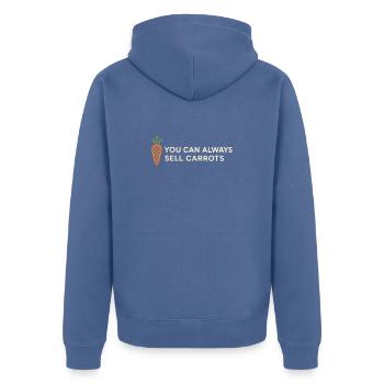 Du kannst immer Karotten verkaufen - Unisex Premium Bio Zip Hoodie - Taubenblau - Hinten - Nico (187cm)