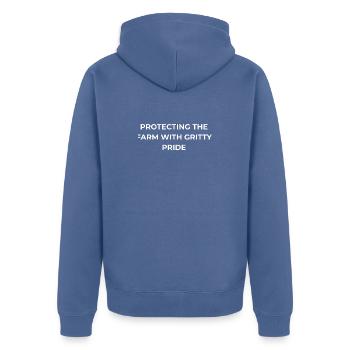 Expert néo-zélandais : fierté - Veste à capuche bio Premium Unisexe - bleu pigeon - Dos - Nico (187cm)