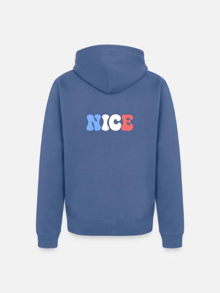 SCHÖNE Pastellblau, weiße, rote Blasen - Unisex Premium Bio Zip Hoodie - Taubenblau