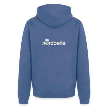 Nordperle Hamburg Nordsee Ostsee Norddeutsch Deern - Unisex Premium Bio Zip Hoodie - Taubenblau - Hinten - Nico (187cm)