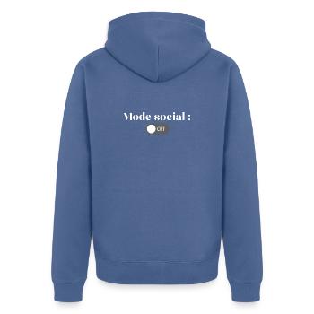 Sozialer Ausschaltmodus - Unisex Premium Bio Zip Hoodie - Taubenblau - Hinten - Nico (187cm)