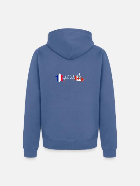 Heartbeat France Kanada - Unisex Premium Bio Zip Hoodie - Taubenblau