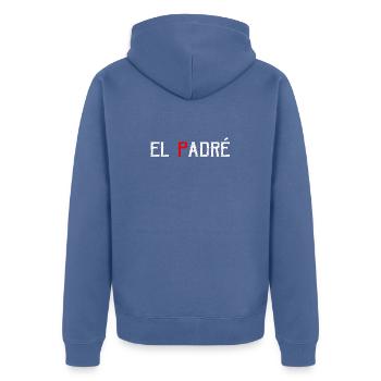 El padré - Unisex Premium Bio Zip Hoodie - Taubenblau - Hinten - Nico (187cm)