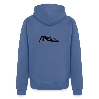 Modern Roof Design – Dormer Window with Solar Panels - Unisex Premium Organic Zip Hoodie - stone blue - Back - Nico (187cm)