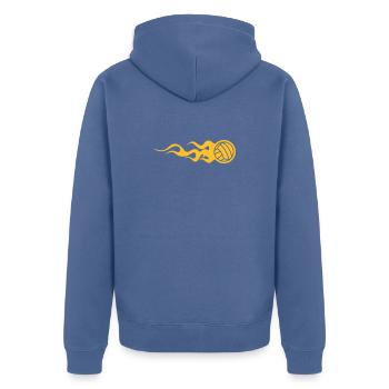Volleyball - Unisex Premium Organic Zip Hoodie - stone blue - Back - Nico (187cm)