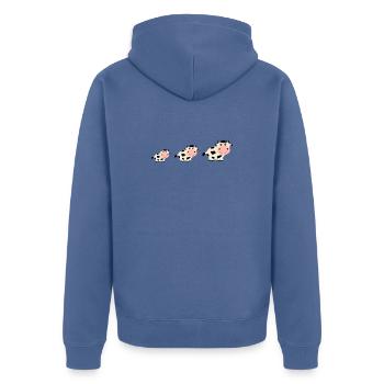 Kuh Kühe Comic - Unisex Premium Bio Zip Hoodie - Taubenblau - Hinten - Nico (187cm)