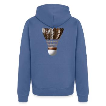 Federball - Badminton - Unisex Premium Organic Zip Hoodie - stone blue - Back - Nico (187cm)