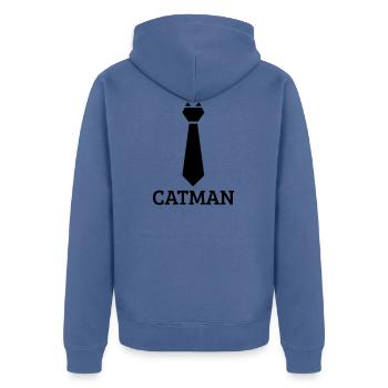 catman tie cat funny funny - Unisex Premium Organic Zip Hoodie - stone blue - Back - Nico (187cm)