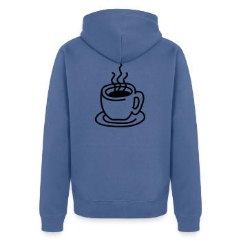 Tasse à café - Veste à capuche bio Premium Unisexe - bleu pigeon - Dos - Nico (187cm)