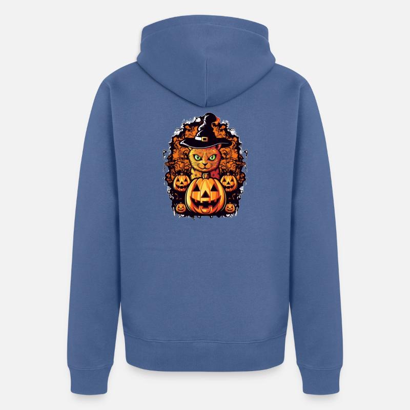 Conception d’Halloween Cat Magic - Veste à capuche bio Premium Unisexe - bleu pigeon