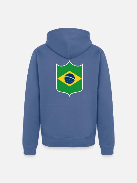 Brasilien Flagge Wappen - Unisex Premium Bio Zip Hoodie - Taubenblau