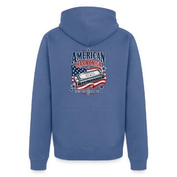 Instrument Harmonika Country-Music Mundharmonika - Unisex Premium Bio Zip Hoodie - Taubenblau - Hinten - Nico (187cm)