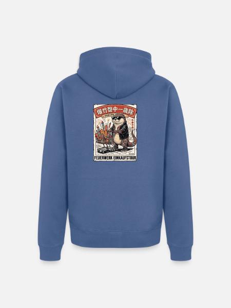 Feuerwerk Einkauf Chinesischer Otter - Unisex Premium Bio Zip Hoodie - Taubenblau