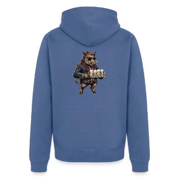 Bier Wildschwein Biergarten - Unisex Premium Bio Zip Hoodie - Taubenblau - Hinten - Nico (187cm)