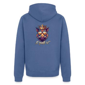 Poly Art Wildschwein O zapft is - Unisex Premium Bio Zip Hoodie - Taubenblau - Hinten - Nico (187cm)