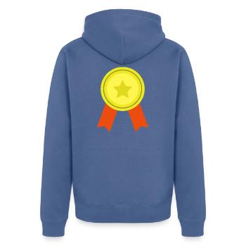 Medaille - Unisex Premium Bio Zip Hoodie - Taubenblau - Hinten - Nico (187cm)