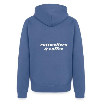 Rottweiler Und Kaffee - Koffein - Unisex Premium Bio Zip Hoodie - Taubenblau - Hinten - Nico (187cm)