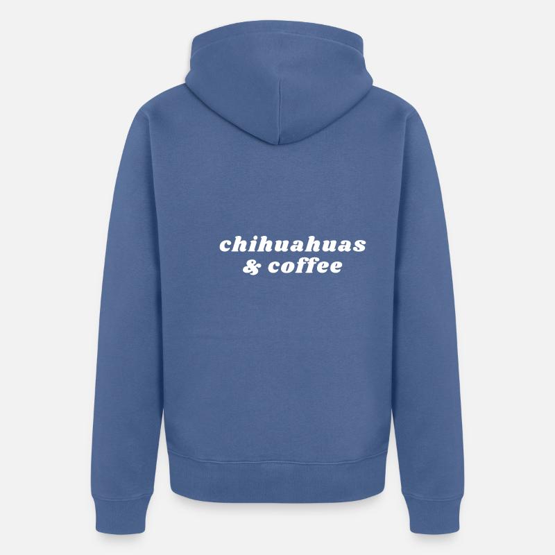 Chihuahuas Et Café - Caféine - Veste à capuche bio Premium Unisexe - bleu pigeon