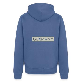 GERMANY Schriftzug ausgestanzt | Vectorgraphic - Unisex Premium Bio Zip Hoodie - Taubenblau - Hinten - Nico (187cm)