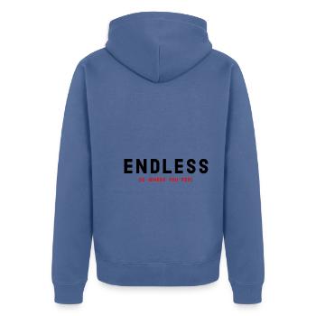 ENDLESS Go where you feel - Veste à capuche bio Premium Unisexe - bleu pigeon - Dos - Nico (187cm)