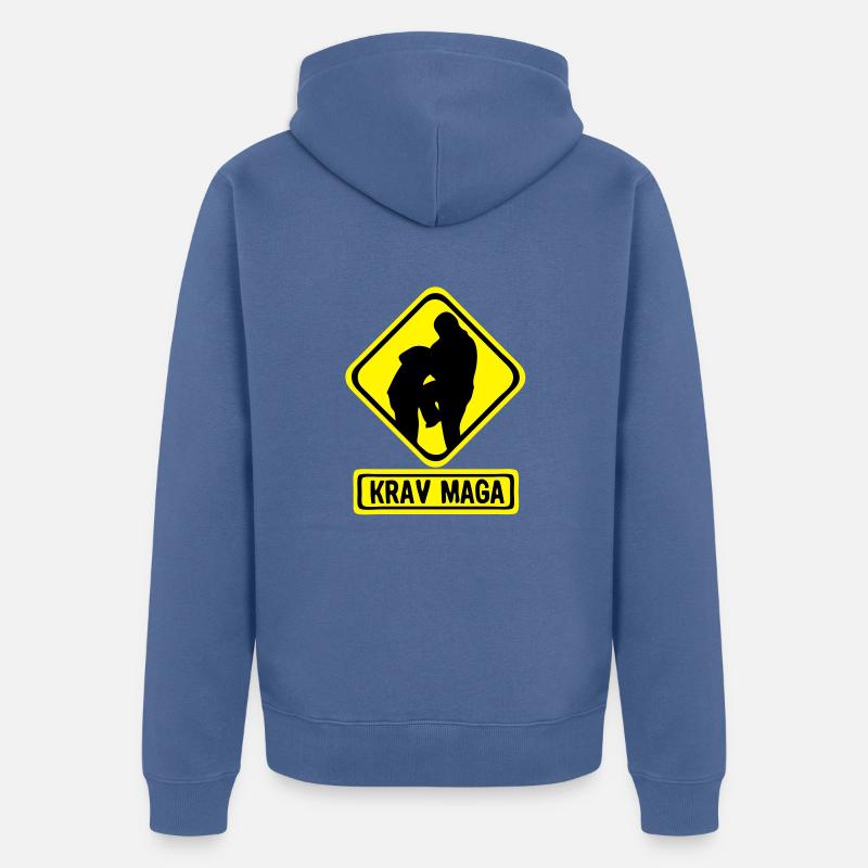 krav maga logo danger1 - Veste à capuche bio Premium Unisexe - bleu pigeon