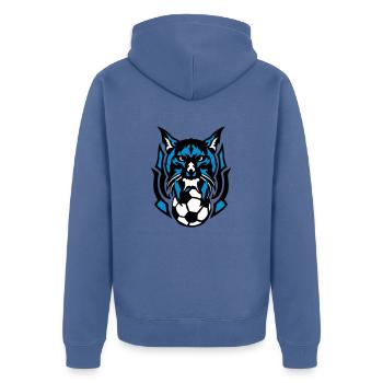 Fußball Luchs Wild Logo Tierverein - Unisex Premium Bio Zip Hoodie - Taubenblau - Hinten - Nico (187cm)