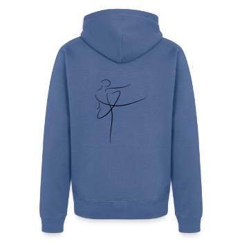 Dessin au trait danseur - Veste à capuche bio Premium Unisexe - bleu pigeon - Dos - Nico (187cm)