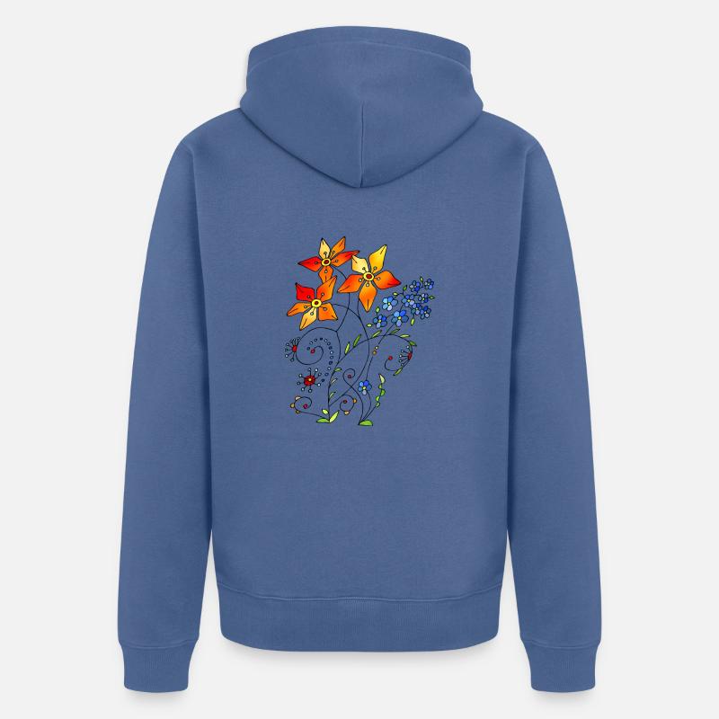 Fleur - Veste à capuche bio Premium Unisexe - bleu pigeon