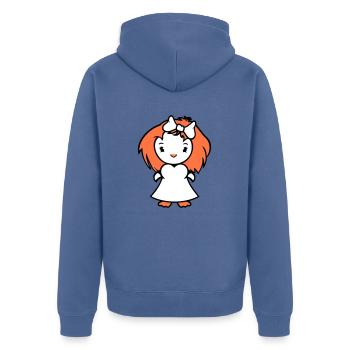 Vogel Dame Frau weiblich hübsches Kleid Schleife - Unisex Premium Bio Zip Hoodie - Taubenblau - Hinten - Nico (187cm)