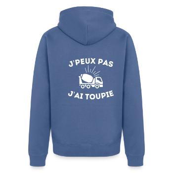 Cadeau Homme Toupie Béton Chauffeur - Veste à capuche bio Premium Unisexe - bleu pigeon - Dos - Nico (187cm)