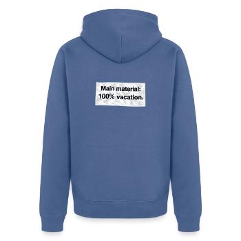 100% Urlaub – Tropische Auszeit - Unisex Premium Bio Zip Hoodie - Taubenblau - Hinten - Nico (187cm)