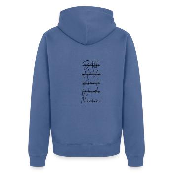 Sollte hätte würde könnte machen - Unisex Premium Bio Zip Hoodie - Taubenblau - Hinten - Nico (187cm)