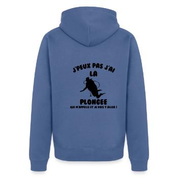 J’peux pas j’ai plongée - Veste à capuche bio Premium Unisexe - bleu pigeon - Dos - Nico (187cm)
