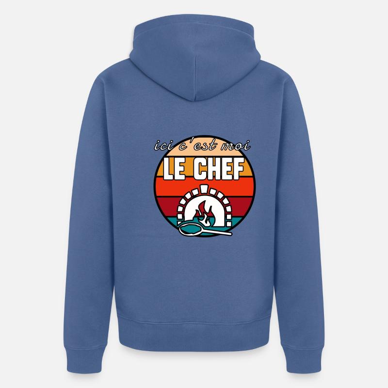 Ici c’est moi le chef - Veste à capuche bio Premium Unisexe - bleu pigeon