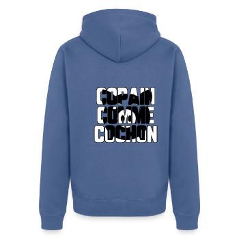Copain comme cochon - Veste à capuche bio Premium Unisexe - bleu pigeon - Dos - Nico (187cm)