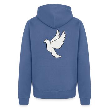 Weiße Taube Silhouette - Unisex Premium Bio Zip Hoodie - Taubenblau - Hinten - Nico (187cm)
