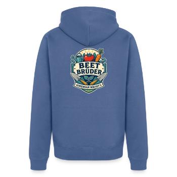 Beet Brüder Gemeinsam wächst es - Unisex Premium Bio Zip Hoodie - Taubenblau - Hinten - Nico (187cm)
