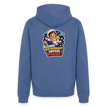 Kleiner Astronaut Macht Pause Weltraum Kinder - Unisex Premium Bio Zip Hoodie - Taubenblau - Hinten - Nico (187cm)